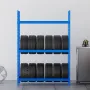 Tire Storage Rack, 2-Shelf Tire Holder Holds up to 12 Standard Tires, SPCC-SD Heavy Duty Metal Tire Carrier Stand with Adjustabl