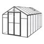 Polycarbonate Greenhouse, 8 x 14 Ft, Outdoor Greenhouse with 2 Vent Windows, Pavilion Styled Greenhouse with Hinged Door, Alumin