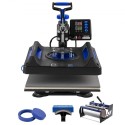 5 in 1 Heat Press Machine 15x15 in 30oz Tumbler Press T-Shirts Black+Blue