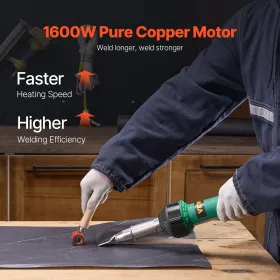 Hot Air Plastic Welder 1600W PVC TPO Vinyl Heat Gun Torch & 17 Tilbehør