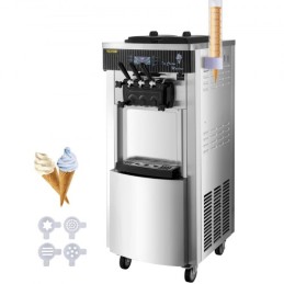 Soft Ice Cream Machine 2200W Commercial Vertical Soft Ice Cream Maker Machine 5.3 to 7.4 Gallons per Hour Ice Cream Machine for