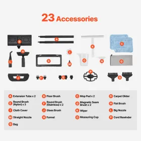 Damprenser multifunktionelt dampbåd med 23 tilbehør til rengøring af hjemmet
