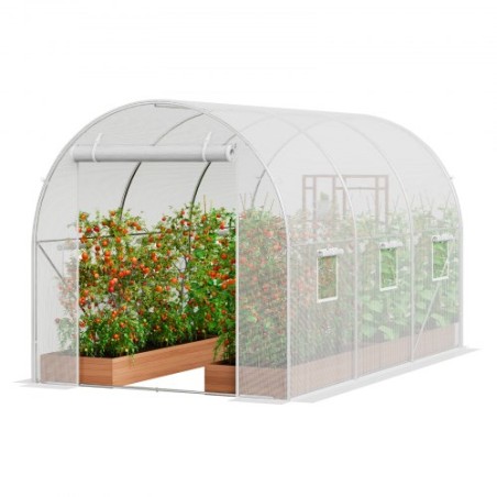 Walk-in Tunnel Greenhouse 9.58x6.43x6.23ft galvaniseret ramme PE-dækning Hvid