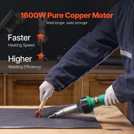 Hot Air Plastic Welder, 1600W Hot Air Torch Pistol, PVC TPO Vinyl Heat Gun Welding Torch, Plastic Welding Kit with 7 Accessories