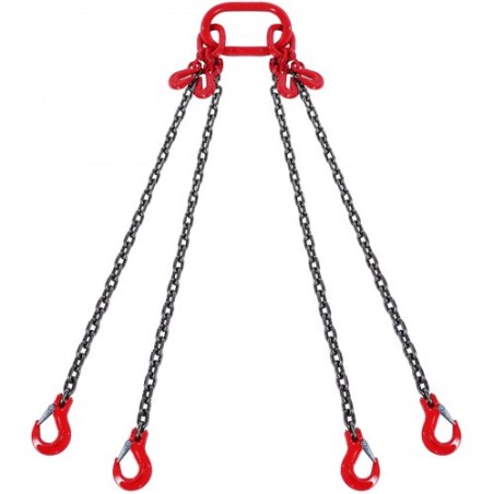 5/16" x 10' Chain Sling 4 Legs G80 Lifting Chain with Grab Hooks 11000 lbs