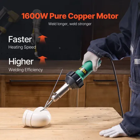Hot Air Plastic Welder, 1600W Hot Air Torch Pistol, 122-1112℉ PVC TPO Vinyl Heat Gun Welding Torch, Plastic Roofing Welding Kit 