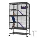 64.6" Metal Small Animal Cage 4-Tier Rolling Ferret Cage with Tray 3 Ramps