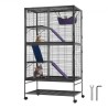 64.6" Metal Small Animal Cage 4-Tier Rolling Ferret Cage with Tray 3 Ramps