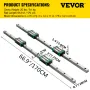 3PCS Linear Rail 2-167.6 cm(0.78-66 Inch), Linear Bearings and Rails with 4PCS HSR20 Bearing Block, Linear Motion Slide Rails pl
