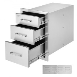 Stainless Steel 3 Chest Of Drawers W/handle 35*58cm Bbq Storage Cabinet