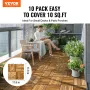 Interlocking Deck Tiles Solid Wood, 10 Pack,12"x12" Waterproof Camphor Pine Wood Flooring All Weather Use, Patio Floor Decking C
