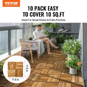 Interlocking Deck Fliser Solid Wood 10 Pack 12 "X12" Camphor Pine til veranda
