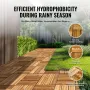 Interlocking Deck Tiles Solid Wood, 10 Pack,12"x12" Waterproof Camphor Pine Wood Flooring All Weather Use, Patio Floor Decking C
