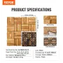 Interlocking Deck Tiles Solid Wood, 10 Pack,12"x12" Waterproof Camphor Pine Wood Flooring All Weather Use, Patio Floor Decking C