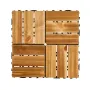 Interlocking Deck Tiles Solid Wood, 10 Pack,12"x12" Waterproof Camphor Pine Wood Flooring All Weather Use, Patio Floor Decking C