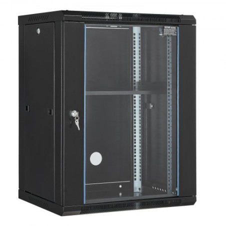 15U Wall Mount Network Server Rack Cabinet Enclosure 18'' Glass Door Lock