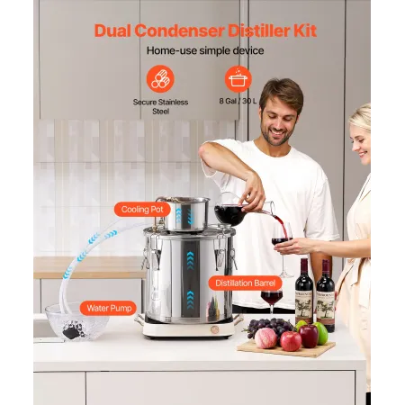 Moonshine Still 8 Gal Water Alkohol Distiller Brewing Kit