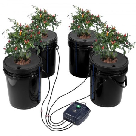 DWC Hydroponics Grow System Deep Water Culture 4 Buckets with Air Pump