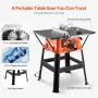 Table Saw with Stand, 1800 W Portable Compact Tablesaw, 254 MM Saw Blade O.D, 200 MM Max. Cutting Capacity, 4800 RPM Cutting