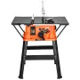 Table Saw with Stand, 1800 W Portable Compact Tablesaw, 254 MM Saw Blade O.D, 200 MM Max. Cutting Capacity, 4800 RPM Cutting