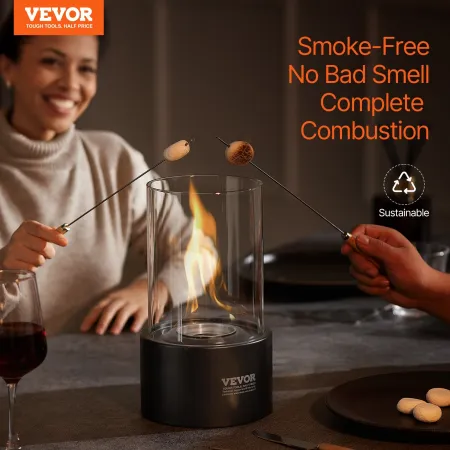 Tabletop Fire Pit, 6 inch Metal Tabletop Fireplace Indoor Outdoor Decor, Portable Rubbing Alcohol Burner Smores Maker with Glass