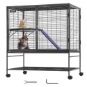 39" Metal Small Animal Cage 2-Tier Rolling Ferret Cage with Tray A Ramp