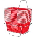 Shopping Basket Portable Grocery Basket 12PCS 21L with Handle & Stand Red