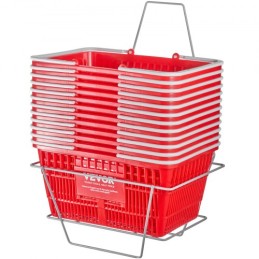 Shopping Basket Portable Grocery Basket 12PCS 21L with Handle & Stand Red