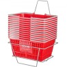 Shopping Basket Portable Grocery Basket 12PCS 21L with Handle & Stand Red