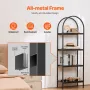 Metal Bookshelf, 4-Tier Arched Industrial Bookshelf, Small Rustic Vintage Storage Bookcase with Open Shelves, Freestanding Displ