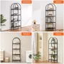 Metal Bookshelf, 4-Tier Arched Industrial Bookshelf, Small Rustic Vintage Storage Bookcase with Open Shelves, Freestanding Displ