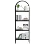 Metal Bookshelf, 4-Tier Arched Industrial Bookshelf, Small Rustic Vintage Storage Bookcase with Open Shelves, Freestanding Displ