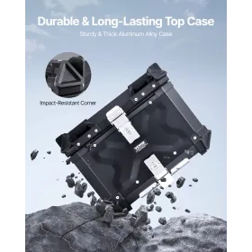 Motorcycle Top Case, Universal Aluminum Alloy Motorbike Tail Box with Leather Lining, 55L Waterproof Detachable Motorcycle Top B