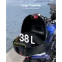 Motorcycle Top Case, Universal Durable PP Material Motorbike Tail Box with Reflective Panel, 38L Waterproof Detachable Motorcycl