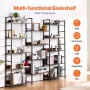 Triple Metal Bookshelf, 14-Tier Industrial Bookshelf, Large Rustic Vintage Storage Bookcase with Open Shelves, Freestanding Disp