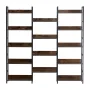 Triple Metal Bookshelf, 14-Tier Industrial Bookshelf, Large Rustic Vintage Storage Bookcase with Open Shelves, Freestanding Disp
