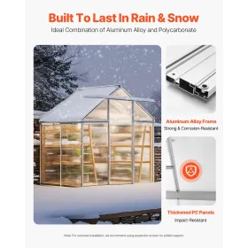 Polycarbonat drivhus 6 x 4 fod udendørs walk-in drivhus til haven