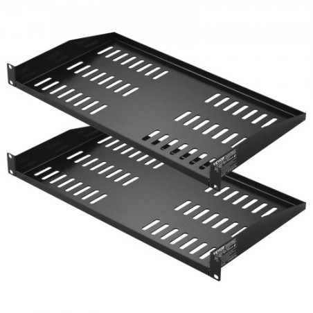 2PCS 1U Server Rack Shelf 10"/254 mm Depth Vented Rack Mount Shelf Tray