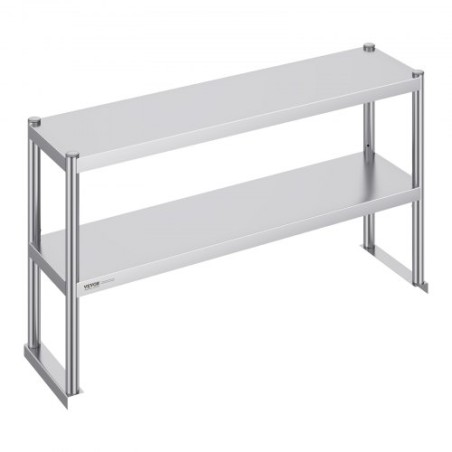 Double Overshelf Stainless Steel Overshelf 2-Tier 12"x48" for Prep Table