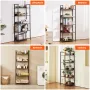 Metal Bookshelf, 5-Tier Tall Industrial Bookshelf, Rustic Display Vintage Storage Bookcase with Open Shelves, Freestanding Displ