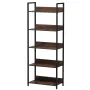 Metal Bookshelf, 5-Tier Tall Industrial Bookshelf, Rustic Display Vintage Storage Bookcase with Open Shelves, Freestanding Displ