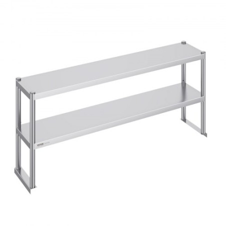 Dobbelt overskridelse af rustfrit stål overshelf 2-lag 12 "x60" til prep-tabel