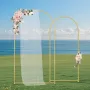 Wedding Arch Backdrop Stand, 7.2FT & 6FT, Set of 2 Stand with Case Connection & Chassis Crossbar Design, Easy-to-Assemble Gold S