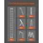 Multi-Purpose Folding Ladder, 7-in-1 Tall Extension Step Ladder, A Frame 4 Step Telescoping Ladder, 15.5ft Reach Height Heavy Du