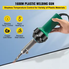 Roofing Welder, 4 Pcs PVC Welding Gun, 1600W Hot Air Plastic Welder, 220V PVC Heat Gun, Plastic Welder w/ Mica Pipe Heating