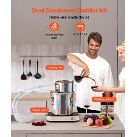 Moonshine Still 3 Gal Water Alcohol Distiller Brewing Kit Stainless Steel