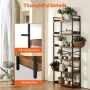 Metal Bookshelf, 6-Tier Industrial Bookshelf, Tall Wide Rustic Vintage Storage Bookcase with Open Shelves, Freestanding Display 