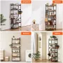 Metal Bookshelf, 6-Tier Industrial Bookshelf, Tall Wide Rustic Vintage Storage Bookcase with Open Shelves, Freestanding Display 