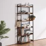 Metal Bookshelf, 6-Tier Industrial Bookshelf, Tall Wide Rustic Vintage Storage Bookcase with Open Shelves, Freestanding Display 