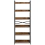Metal Bookshelf, 6-Tier Industrial Bookshelf, Tall Wide Rustic Vintage Storage Bookcase with Open Shelves, Freestanding Display 
